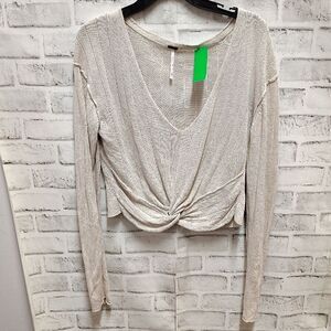 Free People Cream Twist Front Blouse